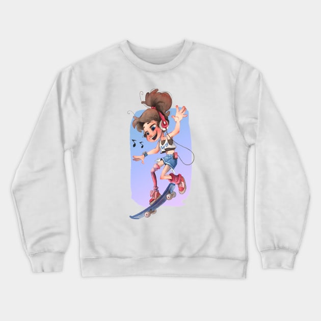 LITTLE SKATER GIRL B Crewneck Sweatshirt by MeikeARTS